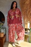 Annie 1972 Shirring Pleat Barrel Pant Rhubarb Rose